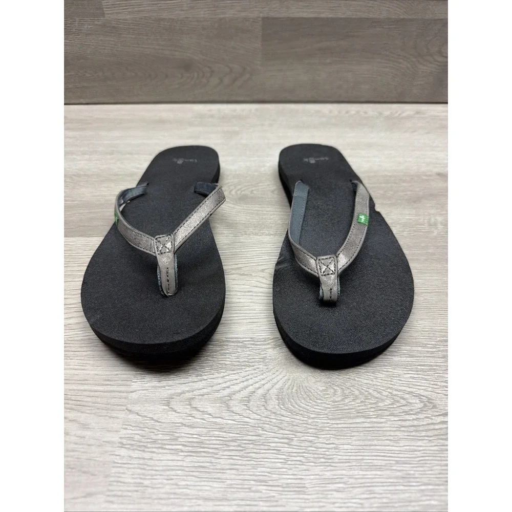 Sanuk Yoga Joy Black Flip Flop Sandals Womens Size 7 SWS100002 Very Nice